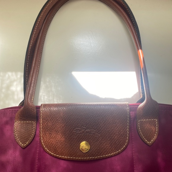 Longchamp Le Pilage original. Burgundy tote Small - Picture 2 of 3
